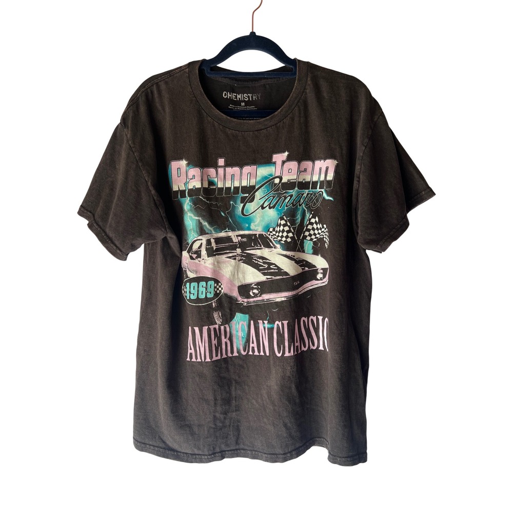 Chemistry Mens 1969 Camaro Racing Team Graphic T-Shirt Faded Black Medium